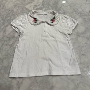Janie and Jack Girls White Embroidered Collar Shirt | Size 4T